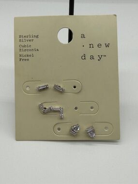 a new day set of 3 Pierced Crystal Earrings